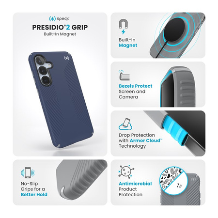 Speck Presidio2 Grip Magnet - Etui Samsung Galaxy S25+ / 24+ MagSafe (Coastal Blue/Dust Grey/White) (150879-3206)
