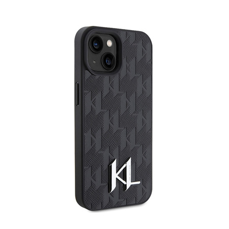 Karl Lagerfeld Leather Monogram Hot Stamp Metal Logo - Etui iPhone 15 (czarny) (KLHCP15SPKLPKLK)