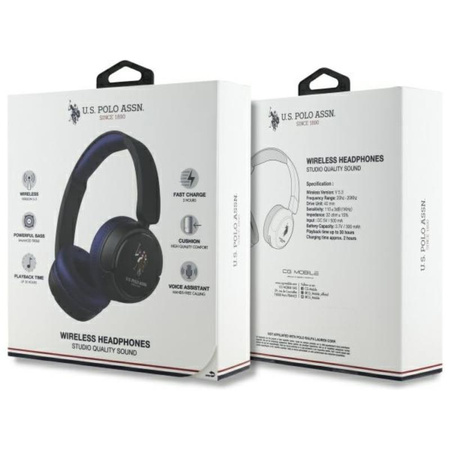 US Polo Assn DH Color Logo - Bezprzewodowe słuchawki nauszne Bluetooth V5.3 (granatowy) (USHPV6PCOV)