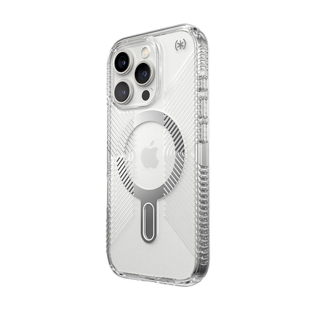 Speck Presidio Perfect-Clear Grip ClickLock & MagSafe - Etui iPhone 16 Pro (Clear / Chrome Finish / Serene Silver) (150704-3199)