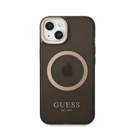 Guess Gold Outline Translucent MagSafe - Etui iPhone 13 (czarny) (GUHMP13MHTCMK)