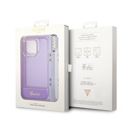 Guess Translucent Pearl Strap - Etui iPhone 14 Pro Max (fioletowy) (GUHCP14XHGCOHU)