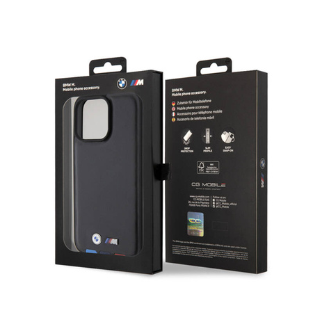BMW Leather Hot Stamp Tricolor - Etui iPhone 15 Pro Max (czarny) (BMHCP15X22PTDK)