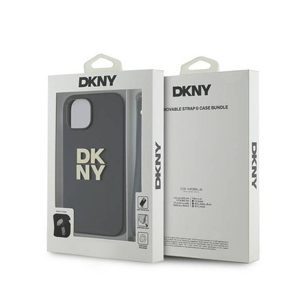 DKNY Wrist Strap Stock Logo - Etui iPhone 15 Plus (czarny) (DKHCP15MPBSWSK)