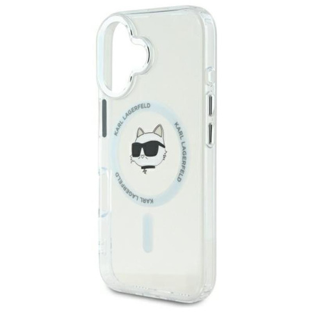 Karl Lagerfeld IML Metal Choupette Head MagSafe - Etui iPhone 16 Plus (biały) (KLHMP16MHLSCHH)