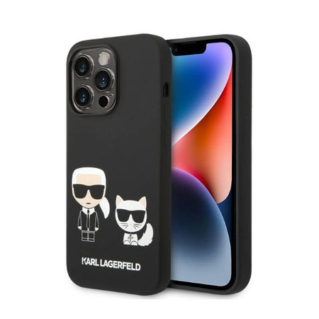 Karl Lagerfeld Liquid Silicone Karl & Choupette MagSafe - Etui iPhone 14 Pro (czarny) (KLHMP14LSSKCK)