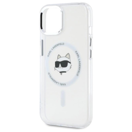 Karl Lagerfeld IML Metal Choupette Head MagSafe - Etui iPhone 15 (biały) (LHMP15SHLSCHH)