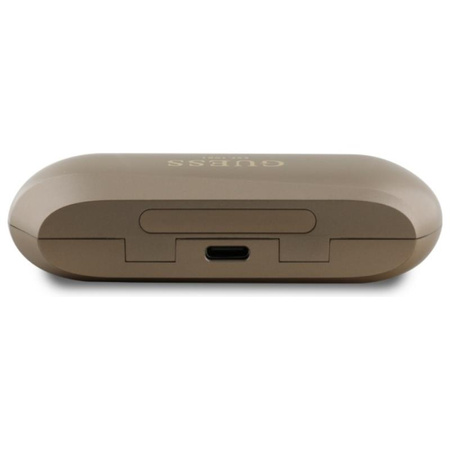 Guess Elongated Metalic Printed Logo - Słuchawki Bluetooth TWS + etui ładujące (złoty) (GUTWSC2MCDSD)