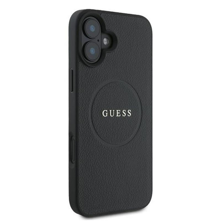 Guess Grained Ring MagSafe - Etui iPhone 16 Plus (czarny) (GUHMP16MPGHSMMK)
