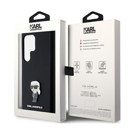 Karl Lagerfeld Silicone Ikonik Metal Pin - Etui Samsung Galaxy S24 Ultra (czarny) (KLHCS24LSMHKNPK)