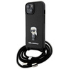 Karl Lagerfeld Crossbody Saffiano Monogram Ikonik Metal Pin - Etui iPhone 15 (czarny) (KLHCP15SSASKNPSK)