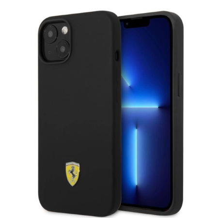 Ferrari Silicone Metal Logo MagSafe - Etui iPhone 14 (czarny) (FEHMSIP14SBK)