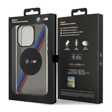 BMW Tricolor Stripes MagSafe - Etui iPhone 14 Pro Max (Szary) (BMHMP14XHDTK)