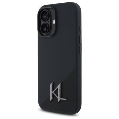 Karl Lagerfeld Silicone Shadow Metal Initial MagSafe - Etui iPhone 16 (czarny) (KLHMP16SSCMKMPCK)