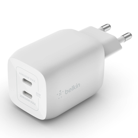 Belkin podwójna ładowarka ścienna 65W DUAL USB-C 2M - biały (WCH013VF2MWH-B6)
