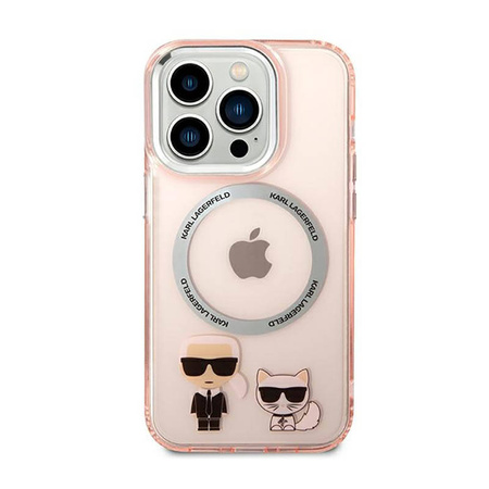 Karl Lagerfeld Karl & Choupette Aluminium MagSafe - Etui iPhone 14 Pro (różowy) (KLHMP14LHKCP)