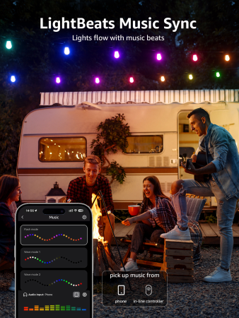 Lepro 30M ZB1 AI Outdoor String Lights - inteligentne wielokolorowe lampki zewnętrzne (30 m) (OZB1-30-EU)