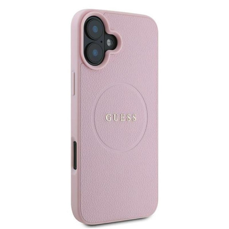 Guess Grained Ring MagSafe - Etui iPhone 16 Plus (różowy) (GUHMP16MPGHSMMP)