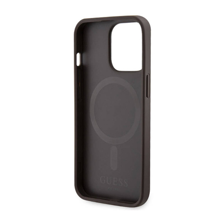 Guess 4G Printed Stripes MagSafe - Etui iPhone 13 Pro (Brązowy) (GUHMP13LP4RPSW)