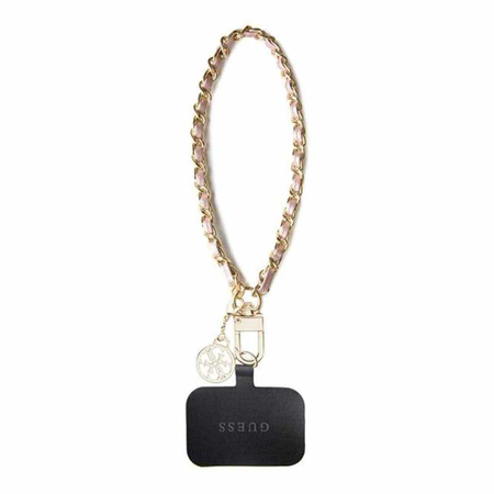 Guess Universal Hand Strap Saffiano Chain 4G Charm - Uniwersalny pasek do telefonu (Różowy) (GUOUCHSAMC4P)