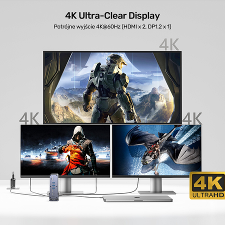 Unitek Uniwersalna stacja dokująca DisplayLink 4K x3 (D1135AGY01)