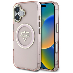 Guess IML Metal Mountain Logo MagSafe - Etui do iPhone 16 (różowy) (GUHMP16SHFGTMSLSP)