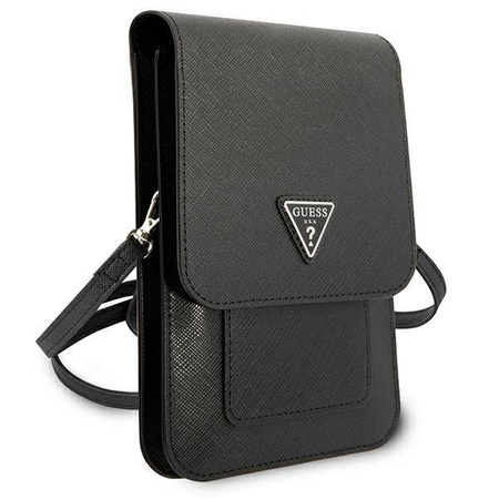 Guess Wallet Saffiano Triangle Logo Phone Bag – Torba na smartfona i akcesoria (Black) (GUWBSATMBK)