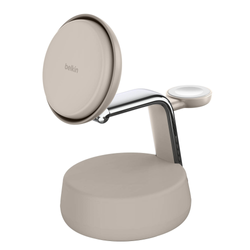 Belkin Ładowarka magnetyczna Qi2 25W, 3w1, zasilacz 45W, kremowa (WIZ040KQSD)