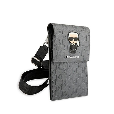 Karl Lagerfeld Monogram Ikonik Patch Wallet Phone Bag - Torba na smartfona i akcesoria (srebrny) (KLWBSAMIPG)