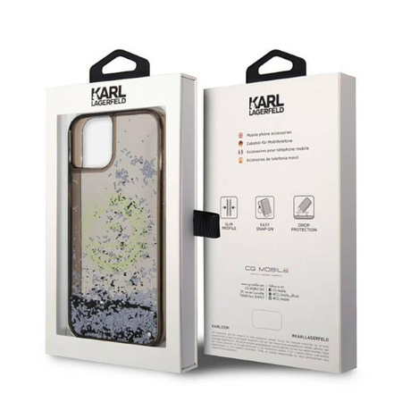 Karl Lagerfeld Liquid Glitter Round RSG Logo Case - Etui iPhone 14 (czarny) (KLHCP14SLCRSGRK)