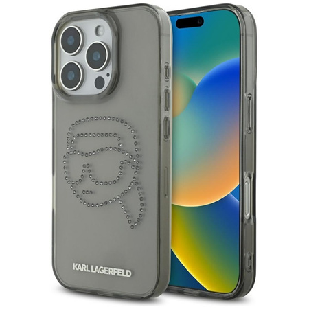 Karl Lagerfeld IML Rhinestones Karl Head - Etui do iPhone 16 Pro (czarny) (KLHCP16LHKHDCELK)