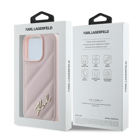 Karl Lagerfeld Quilted Signature - Etui iPhone 16 Pro Max (różowy) (KLHCP16XPQDSMGP)