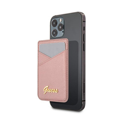 Guess Wallet Card Slot MagSafe Saffiano - Portfel magnetyczny (różowy) (GUWMSSASLPI)
