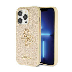 Guess Glitter Script Big 4G - Etui iPhone 14 Pro (złoty) (GUHCP14LHG4SGD)