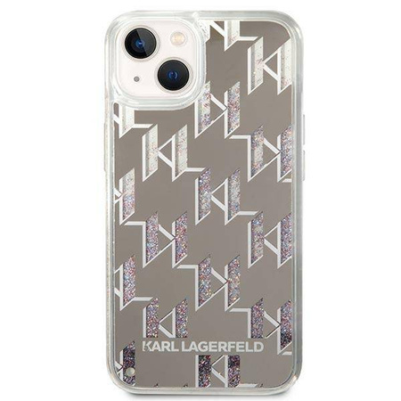 Karl Lagerfeld Monogram Liquid Glitter - Etui iPhone 14 Plus (srebrny) (KLHCP14MLMNMS)