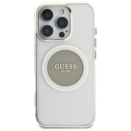 Guess IML Metal Colored Circle Classic Logo MagSafe - Etui do iPhone 16 Pro Max (szary) (GUHMP16XHTDRCEDG)