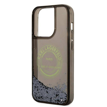 Karl Lagerfeld Liquid Glitter Round RSG Logo Case - Etui iPhone 14 Pro (czarny) (KLHCP14LLCRSGRK)