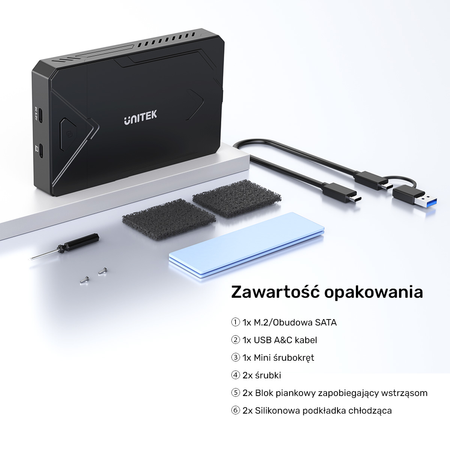 Unitek Obudowa dysku SSD M.2 NVMe i SATA 10Gbps USB (S1229CBK01)