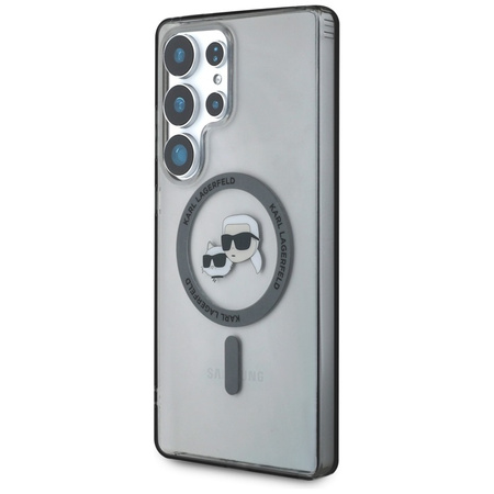 Karl Lagerfeld Button Karl & Choupette Heads Printed Logo MagSafe - Etui Samsung Galaxy S25 Ultra (czarny) (KLHMS25LHLSKCK)