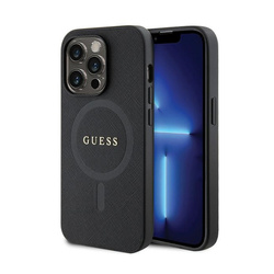 Guess Saffiano MagSafe - Etui iPhone 14 Pro (czarny) (GUHMP14LPSAHMCK)