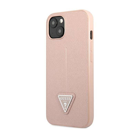 Guess Saffiano Triangle Logo Case – Etui iPhone 14 Plus (różowy) (GUHCP14MPSATLP)