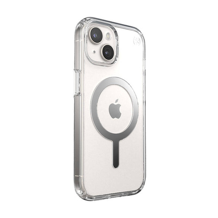 Speck Presidio Perfect-Clear MagSafe - Etui iPhone 16e / iPhone 15 / iPhone 14 / iPhone 13 (Clear / Chrome Finish / Serene Silver) (150553-3240)