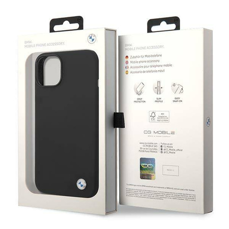 BMW Liquid Silicone Case Metal Logo – Etui iPhone 14 (Czarny) (BMHCP14SSILBK)