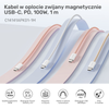 Unitek Kabel w oplocie zwijany magnetycznie USB C PD 100W różowy 1m (C14141APK01-1M)