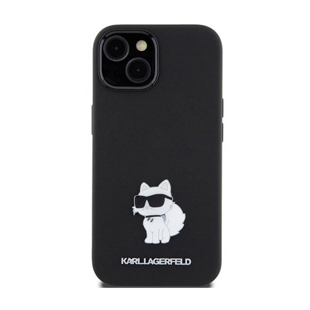 Karl Lagerfeld Silicone Choupette Metal Pin - Etui iPhone 15 Plus (czarny) (KLHCP15MSMHCNPK)