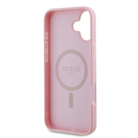 Guess Grained Ring MagSafe - Etui iPhone 16 Plus (różowy) (GUHMP16MPGHSMMP)