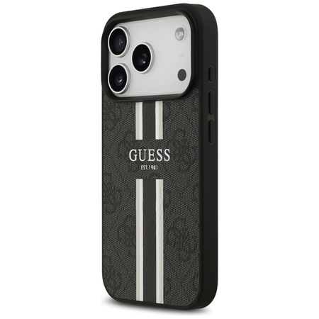 Guess 4G Printed Stripes MagSafe - Etui iPhone 17 Pro (czarny) (GUHMP17LP4RPSK)