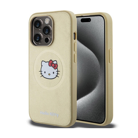 Hello Kitty Leather Kitty Head MagSafe - Etui iPhone 13 Pro Max (złoty) (HKHMP13XPGHCKD)