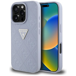 Guess Hot Stamp 4G Pattern Triangle Metal Logo - Etui do iPhone 16 Pro Max (fioletowy) (GUHCP16XPGP4STRU)