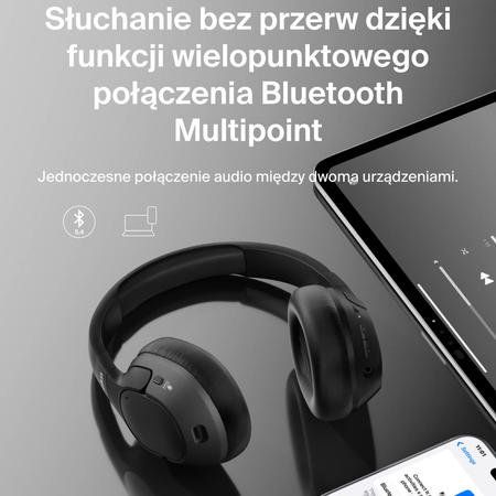 Belkin Słuchawki nauszne z redukcją hałasu, bezprzewodowe, czarne (AUD008HQBK)